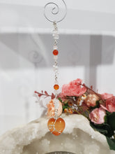 Load image into Gallery viewer, HEART OF SEDUCTION - SENSUALITY | LOVE | SPIRITUALITY - Carnelian Heart Silver Wired Stone Crystal Energy Enhancer© / Hanger / Sun Catcher 165mm