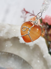 Load image into Gallery viewer, HEART OF SEDUCTION - SENSUALITY | LOVE | SPIRITUALITY - Carnelian Heart Silver Wired Stone Crystal Energy Enhancer© / Hanger / Sun Catcher 165mm
