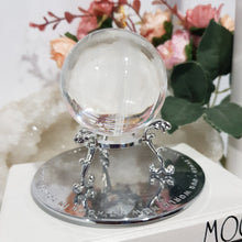 Load image into Gallery viewer, Clear Quartz Crystal Sphere on Silver Stand Stone 50mm 5 CRYSTAL BALL