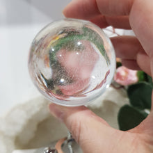 Load image into Gallery viewer, Clear Quartz Crystal Sphere on Silver Stand Stone 50mm 5 CRYSTAL BALL
