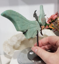 Load image into Gallery viewer, Dragon Wings on Stand Amazonite Crystal Carving Stone stone 135mm 1