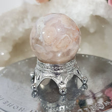 Load image into Gallery viewer, Flower Agate Sphere Crystal Carving on Silver Stand 30mm 2