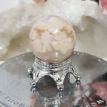 Load image into Gallery viewer, Flower Agate Sphere Crystal Carving on Silver Stand 30mm 2