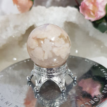 Load image into Gallery viewer, Flower Agate Sphere Crystal Carving on Silver Stand 30mm 2