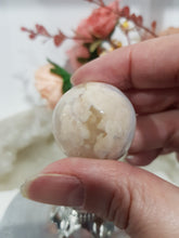Load image into Gallery viewer, Flower Agate Sphere Crystal Carving on Silver Stand 30mm 2