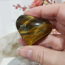 Load image into Gallery viewer, Heart Tigers Eye Crystal Carving Heart Stone on Stand 45mm 1