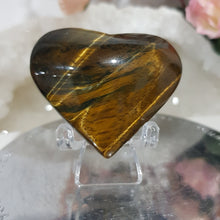 Load image into Gallery viewer, Heart Tigers Eye Crystal Carving Heart Stone on Stand 45mm 1