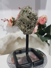 Load image into Gallery viewer, Stunning Pyrite Crystal Cluster on stand. Inspires Success and Wealth