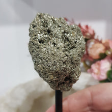 Load image into Gallery viewer, Stunning Pyrite Crystal Cluster on stand. Inspires Success and Wealth