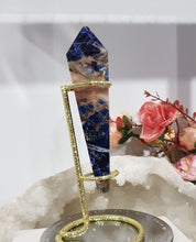 Load image into Gallery viewer, Sodalite Sceptor on Gold Stand Crystal Carving Stone 150mm 1
