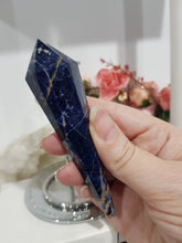 Load image into Gallery viewer, Sodalite Sceptor on Silver Stand Crystal Carving Stone 150mm 2