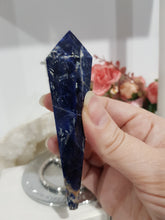 Load image into Gallery viewer, Sodalite Sceptor on Silver Stand Crystal Carving Stone 150mm 2