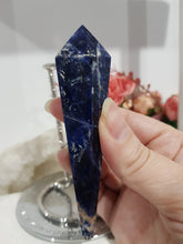 Load image into Gallery viewer, Sodalite Sceptor on Silver Stand Crystal Carving Stone 150mm 2