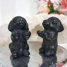 Load image into Gallery viewer, Dog Begging Puppy Black Obsidian Crystal Carving Stone 40mm