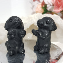 Load image into Gallery viewer, Dog Begging Puppy Black Obsidian Crystal Carving Stone 40mm