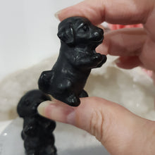 Load image into Gallery viewer, Dog Begging Puppy Black Obsidian Crystal Carving Stone 40mm