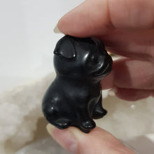 Load image into Gallery viewer, Dog Pug Black Obsidian Animal Crystal Carving 40mm