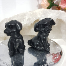 Load image into Gallery viewer, Dog Happy Puppy Black Obsidian Crystal Carving 40mm
