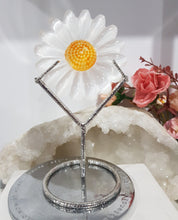Load image into Gallery viewer, Daisy Selenite Crystal Carving on Stand Stone 130mm 1 flower