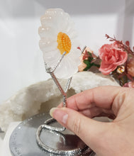 Load image into Gallery viewer, Daisy Selenite Crystal Carving on Stand Stone 130mm 1 flower
