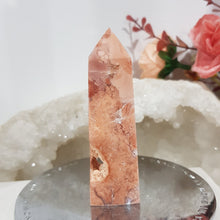 Load image into Gallery viewer, Pink Agate Natural Crystal Point Obelisk Tower Stone 78mm 4