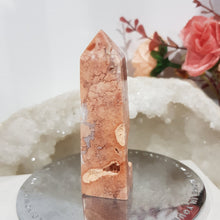 Load image into Gallery viewer, Pink Agate Natural Crystal Point Obelisk Tower Stone 78mm 4