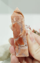 Load image into Gallery viewer, Pink Agate Natural Crystal Point Obelisk Tower Stone 70mm 6