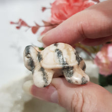 Load image into Gallery viewer, Turtle Pink Zebra Agate Crystal Carving Stone 35mm 2