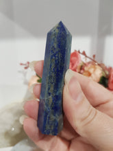 Load image into Gallery viewer, Lapis Lazuli with Pyrite Sparkles Crystal Point tower Stone 75mm 4