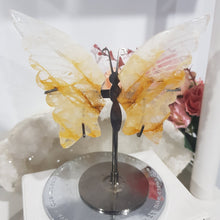 Load image into Gallery viewer, Butterfly Wings on Stand Golden Healer Crystal carving gemstone stone 120mm 4 STUNNING!