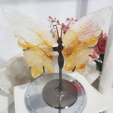 Load image into Gallery viewer, Butterfly Wings on Stand Golden Healer Crystal carving gemstone stone 120mm 4 STUNNING!