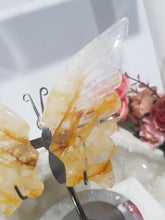 Load image into Gallery viewer, Butterfly Wings on Stand Golden Healer Crystal carving gemstone stone 120mm 4 STUNNING!