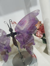 Load image into Gallery viewer, Butterfly Wings on Stand Amethyst Crystal carving gemstone stone 120mm 2
