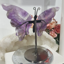 Load image into Gallery viewer, Butterfly Wings on Stand Amethyst Crystal carving gemstone stone 120mm 2