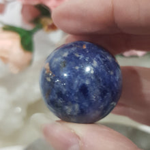 Load image into Gallery viewer, Sodalite Sphere Crystal Carving on Silver Stand 30mm 8
