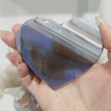 Load image into Gallery viewer, Heart Blue Agate Crystal Carving on Stand Stone 95mm 1 LOVELY!