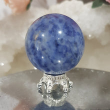 Load image into Gallery viewer, Sodalite Sphere Crystal Carving on Silver Stand 30mm 10
