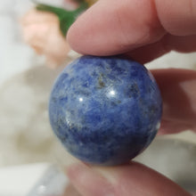 Load image into Gallery viewer, Sodalite Sphere Crystal Carving on Silver Stand 30mm 10