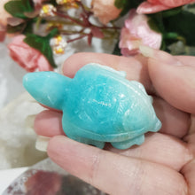Load image into Gallery viewer, TURTLE Amazonite Crystal Carving Stone 60mm 2 GREAT SHINE!
