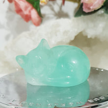 Load image into Gallery viewer, SLEEPING CAT Fluorite Crystal Carving Stone 50mm 1