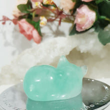 Load image into Gallery viewer, SLEEPING CAT Fluorite Crystal Carving Stone 50mm 1