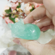 Load image into Gallery viewer, SLEEPING CAT Fluorite Crystal Carving Stone 50mm 1