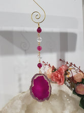 Load image into Gallery viewer, Mirror-of-Courage-Pink-Agate-Geode-Slice-Stone-Crystal-Energy-Enhancer-Hanger-Suncatcher-Ornament-Moonlight-Crystals-Australia-Crystal-Suncatchers-Crystal-Hangers-Crysal-Ornaments-Christmas-Ornaments