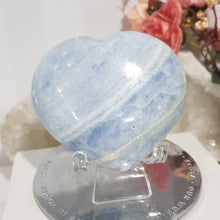Load image into Gallery viewer, HEART Celestite Crystal Carving on Stand Stone 75mm 5 Gorgeous!
