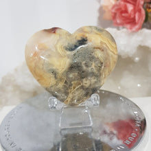 Load image into Gallery viewer, HEART Crazy Lace Agate Crystal Carving on Stand 60mm 2 GORGEOUS!