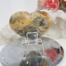 Load image into Gallery viewer, HEART Crazy Lace Agate Crystal Carving on Stand 60mm 2 GORGEOUS!