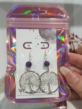 Load image into Gallery viewer, Quartz TREE OF LIFE Chip Bead Silver Earrings E70