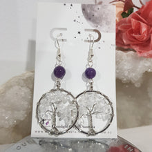 Load image into Gallery viewer, Quartz TREE OF LIFE Chip Bead Silver Earrings E70