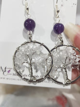 Load image into Gallery viewer, Quartz TREE OF LIFE Chip Bead Silver Earrings E70