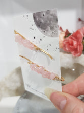 Load image into Gallery viewer, Hair Clip Set Crystal Chips Rose Quartz Gemstone Jewellery 55mm
